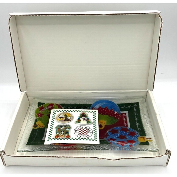 Peggy Karr Glass Christmas Ornaments 10" Tray Plate Handmade Art Glass USA Made‎ - Picture 4 of 16